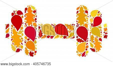 Barbell V5 Mosaic Icon Combined For Fall Season. Raster Barbell V5 Mosaic Is Constructed Of Random A