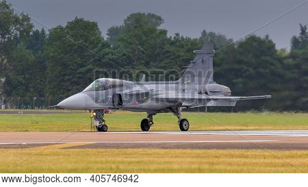 Fairford, Uk - 15th July 2017: A Sukhoi Su-27 Flanker Fighter Aircraft In Flight