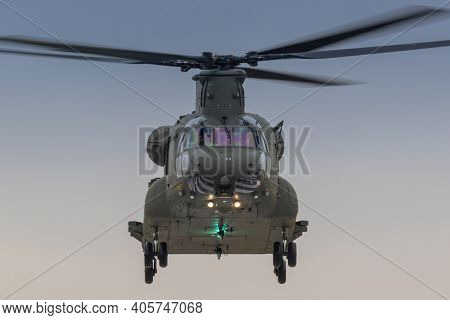 Military Helicopter In Flight