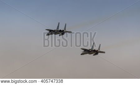 Formation Of Two Usaf F15 Fighter Jets