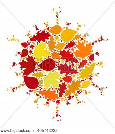 Flu Virus Mosaic Icon Designed For Fall Season. Raster Flu Virus Mosaic Is Organized Of Random Fall 
