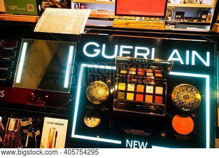 The Guerlain Goldenland Eyeshadow Palette Is Sold In A Cosmetics And Perfumery Store In A Shopping C