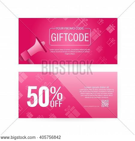 Different Modern Birthday Card With Red Giftcode For Banner Design. Giftcode In Modern Style. Christ