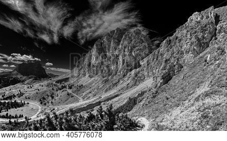 Infrared Landscape Of Cir Group In Alta Badia, Dolomites - Italy
