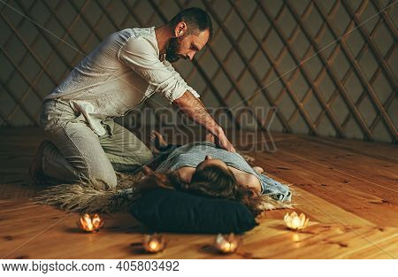 Masseur Doing Massage On Woman Body. Beauty Concept.