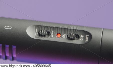 Details Of Modern Microphone. Action. Details Of Microphone Gun For High-quality Sound Recording In 