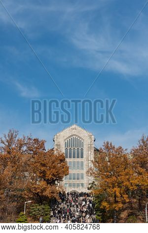 Seoul, South Korea - 27 November 2019: Ewha Womans University In Autumn. It Is A Private Women's Uni