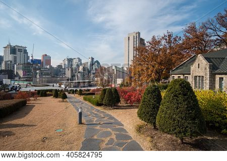 Seoul, South Korea - 27 November 2019: Ewha Womans University In Autumn. It Is A Private Women's Uni