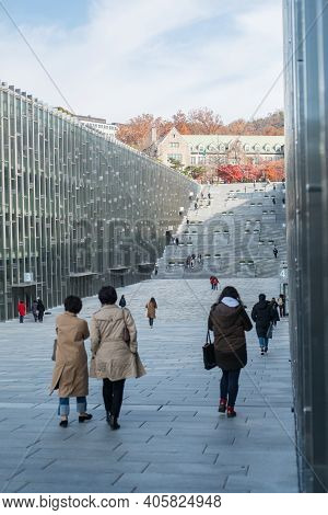 Seoul, South Korea - 27 November 2019: Ewha Womans University In Autumn. It Is A Private Women's Uni