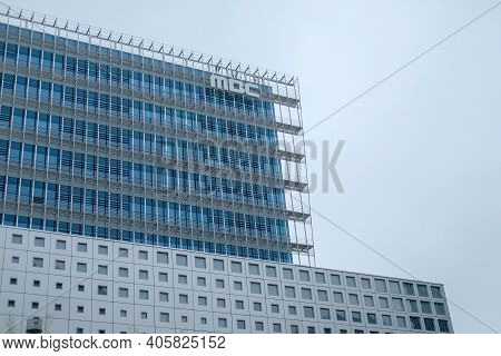 Seoul, South Korea - 29 June 2019: Modern Glass Facade Office Building Around Digital Media City. It