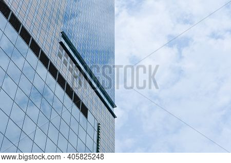 Seoul, South Korea - 29 June 2019: Modern Glass Facade Office Building Around Digital Media City. It