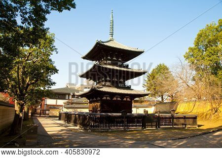 Nara, Japan - Dec 5 : Tourists Visit Kofuku-ji Temple In Nara, Japan On December5,2015. Established 
