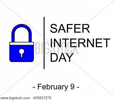 Safer Internet Day Symbol, Sign Or Logo. Padlock Design. White Background. Vector Illustration.