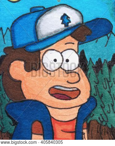 Depper Butthead Boy Smile Painting. High Quality Photo