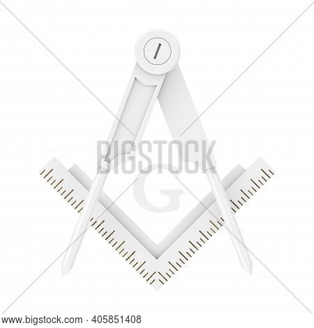 Masonic Freemasonry Square And Compass With G Letter Emblem Icon Logo Symbol In Clay Style On A Whit