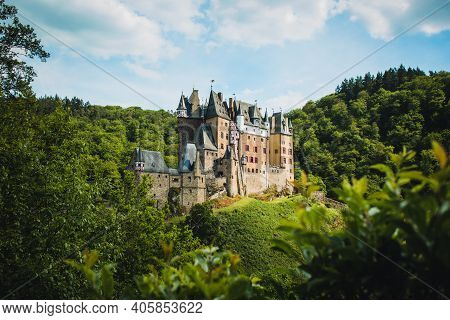 Eltz Castle In Western Germany. This Picturesque Castle Is One Of The Most Famous Travel Destination