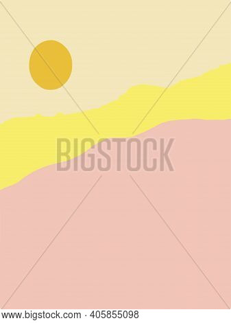 Abstract Minimalistic Posters In Trending Colors. Vector Illustration. Card Template. Landscape Moun