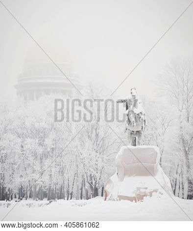 Bronze Horseman On Senate Square. Saint-petersburg. Russia
