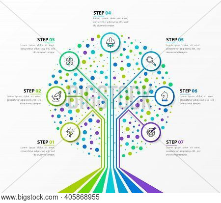 Infographic Design Template. Technology Concept With 7 Steps. Can Be Used For Workflow Layout, Diagr