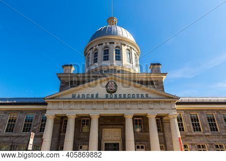 Montreal, Canada - April 2, 2020: Marche Bonsecours In Montreal In A Sunny Day, Quebec, Canada