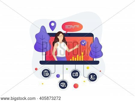 Parcel Checklist, Instruction Info And Search Package Icons Simple Set. Online Course Banner. Remote