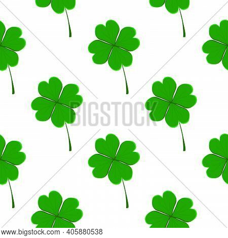 Illustration On Theme Irish Holiday St Patrick Day, Seamless Green Shamrock Clover. Pattern St Patri