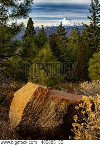 View Of Mt Jefferson In The Cascades Near Sisters In Central Oregon