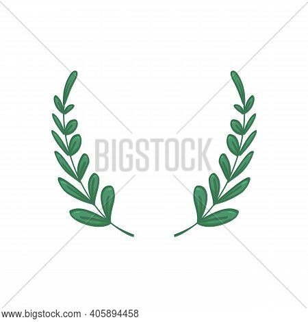 Green Cartoon Handrawing Leaf Laurel Wreath Vector
