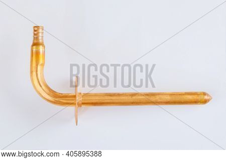 Pex Crimp Copper Stub Out Elbow With Ear Plumbing Fitting Isolated White Background