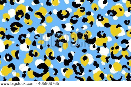 Abstract Modern Leopard Seamless Pattern. Animals Trendy Background. Blue And Black Decorative Vecto