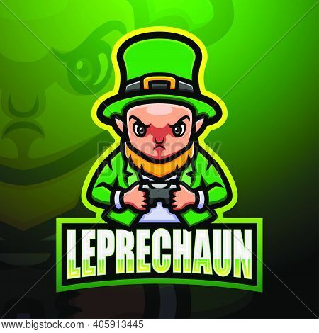 Vector Illustration Of Leprechaun Mascot Esport Logo Design