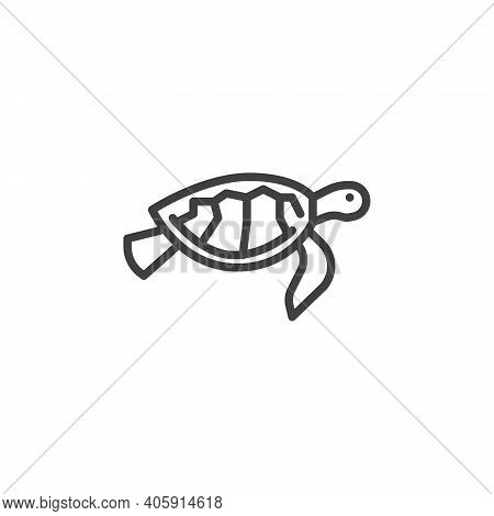 Sea Turtle Line Icon. Linear Style Sign For Mobile Concept And Web Design. Chelonia Mydas Outline Ve