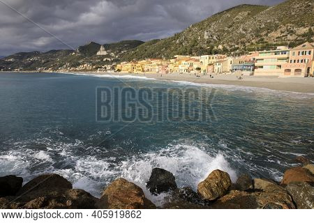 Varigotti (sv), Italy - December 30, 2017: Varigotti Beach, Italian Riviera, Savona, Liguria, Italy