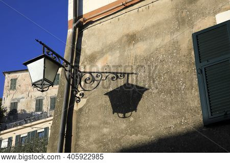 Cervo (im), Italy - December 30, 2017: An Old Lanter In Cervo Village, Italian Riviera, Imperia, Lig