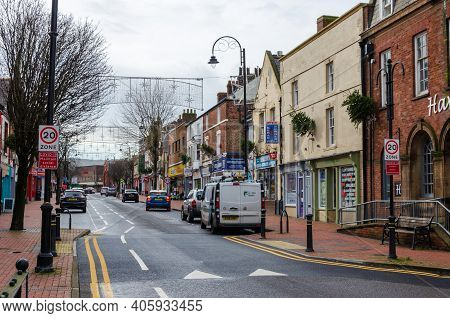 Flint; Uk: Jan 28, 2021: The High Street Is Very Quiet On A Thursday Afternoon As Non-essential Shop