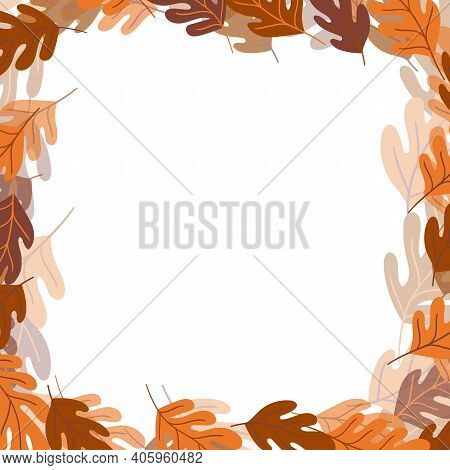 Floral Frame With Colorful Exotic Branches On White Background. Ornate Border With Tropic Leaves. Ve