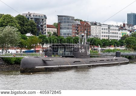 Hamburg, Germany - August 4, 2019: Soviet Submarine B-515, A Tango-class Of The Soviet And Russian N
