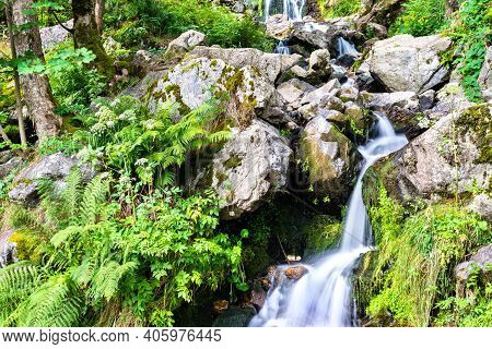 Todtnau Waterfall In The Black Forest Mountains, One Of The Highest Waterfalls In Germany