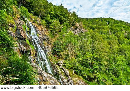 Todtnau Waterfall In The Black Forest Mountains, One Of The Highest Waterfalls In Germany