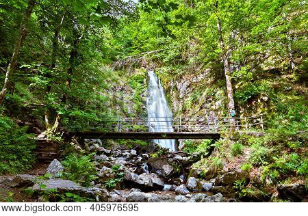 Todtnau Waterfall In The Black Forest Mountains, One Of The Highest Waterfalls In Germany