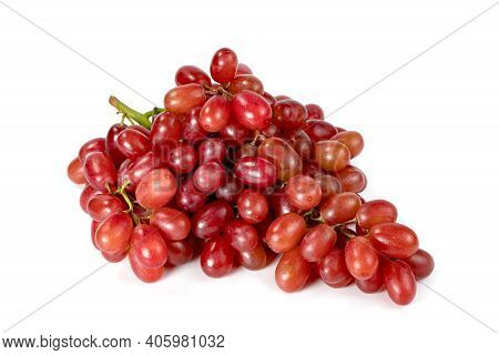 Closeup Red Seedless Grapes Isolated On White Background
