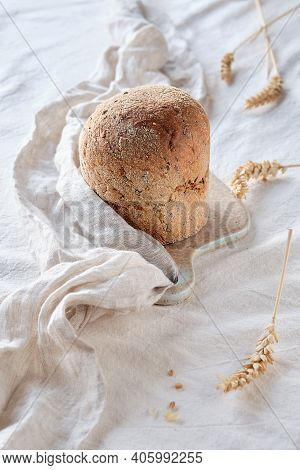 Dinkelbrot In German That Means Spelt. Loaf Of Wholemeal Dinkel Rye Bread. Dinkel Or Spelt Is An Anc