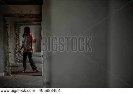 Zombie Frenzy On Halloween Chases The Scent Of Blood In An Abandoned Building.
