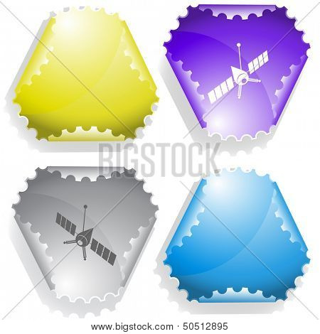 Spaceship. Vector sticker.