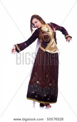 Young lady dancing traditional azeri dance
