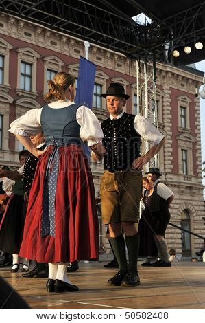 ZAGREB,CROATIA - JULY 19: Members of folk groups Oberes Murtal from Austria during the 47th International Folklore Festival in center of Zagreb,Croatia on July 19,2013