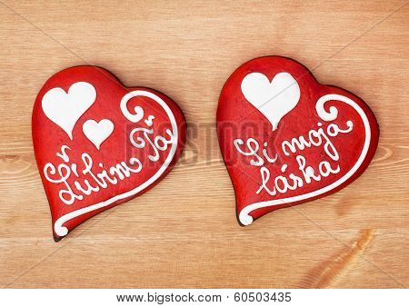 Two Gingerbread Love Hearts