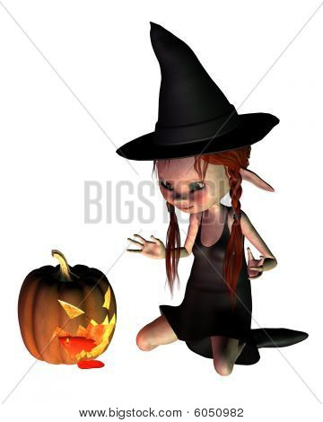 Halloween Goblin čarodějnice s dýňové svítilny