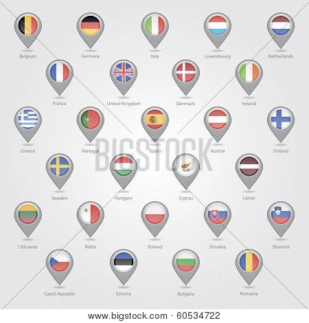 Map markers depicting the EU