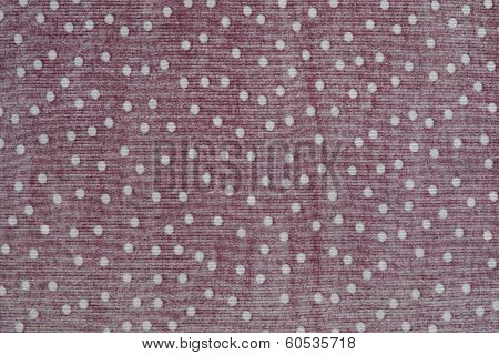 Texture Of Red Fabric With White Peas